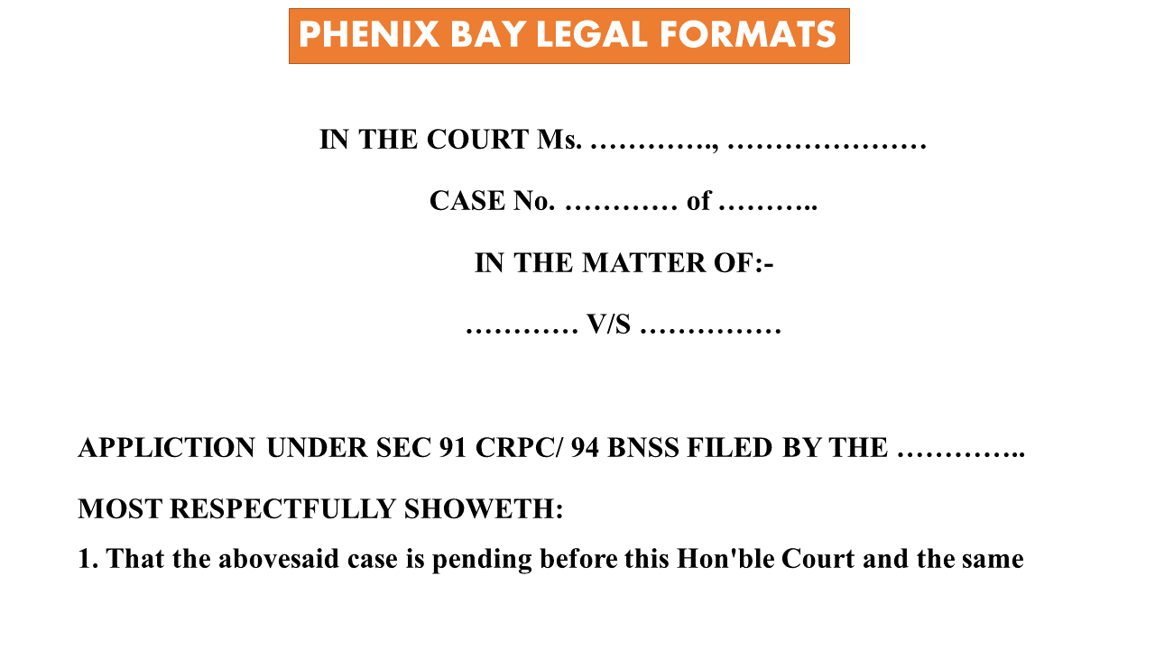 Court Format of Section 91 Crpc and 94 BNSS Image
