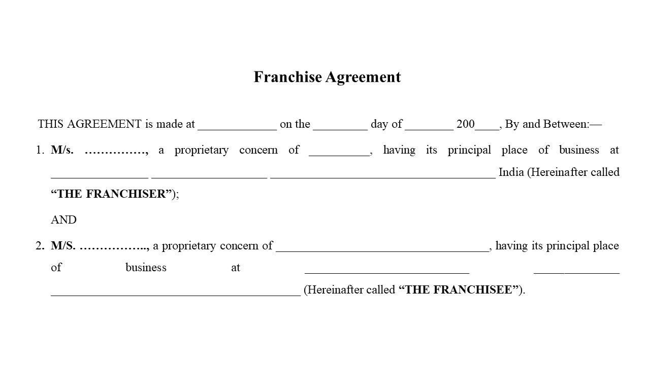 Format For Franchise Agreement Image