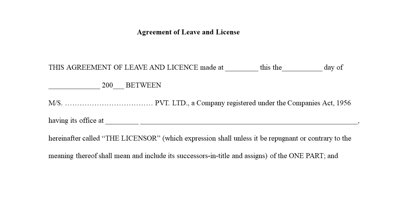 Agreement of Leave and License Image