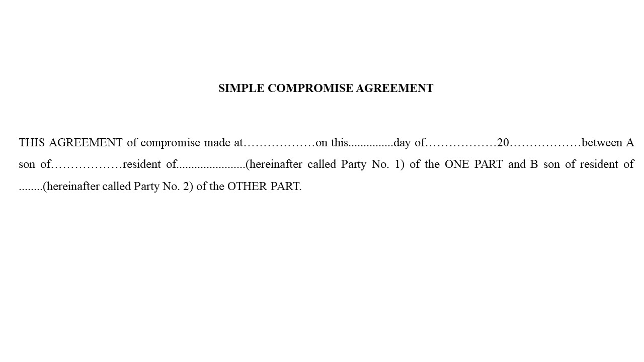  Format of Simple Compromise Agreement Image