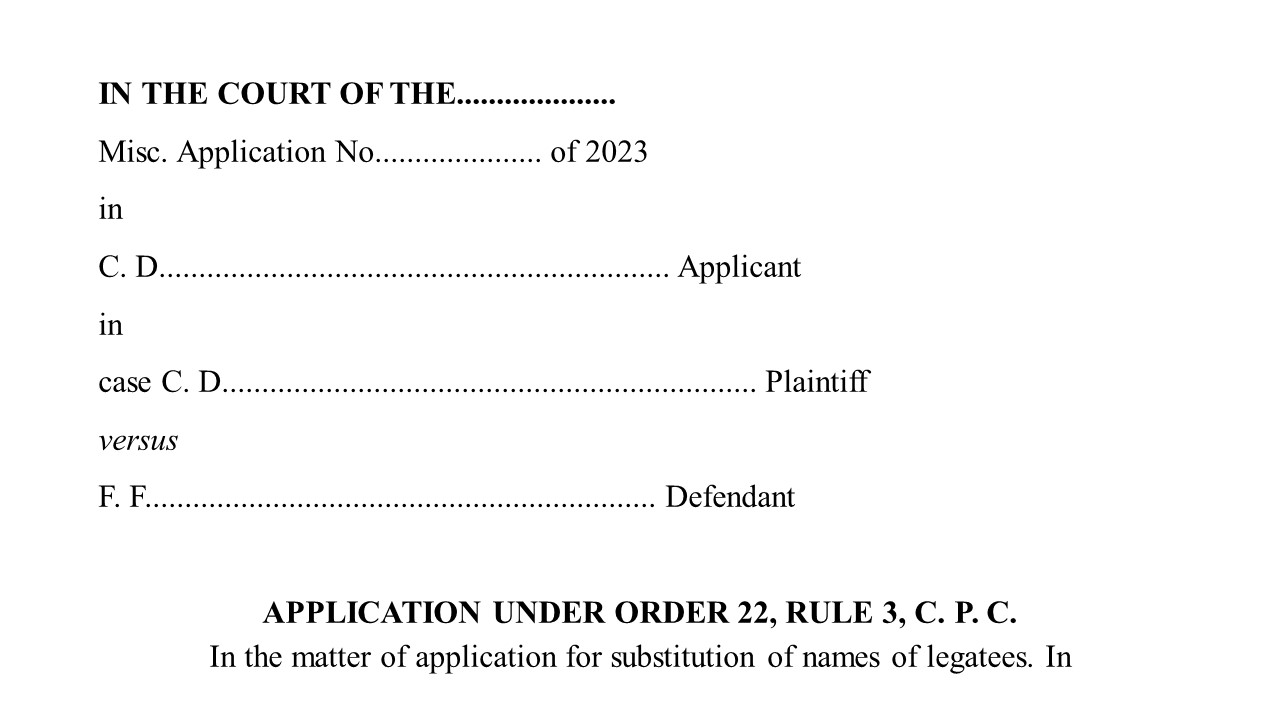 Format for Order 22 rule 3 of CPC petition Image