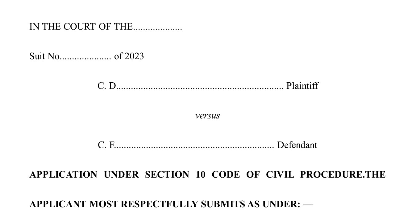 Format for Petition under Section 10 of CPC  Image