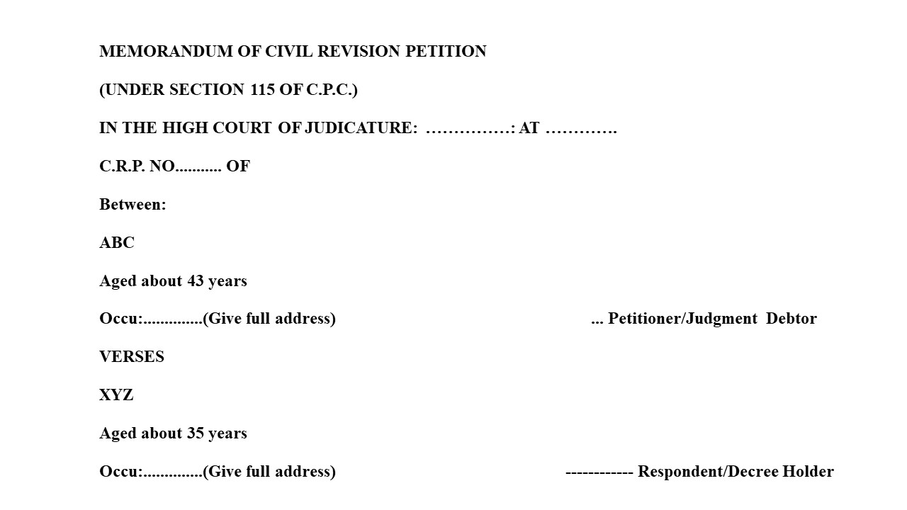 Format for Civil Revision Petition Image