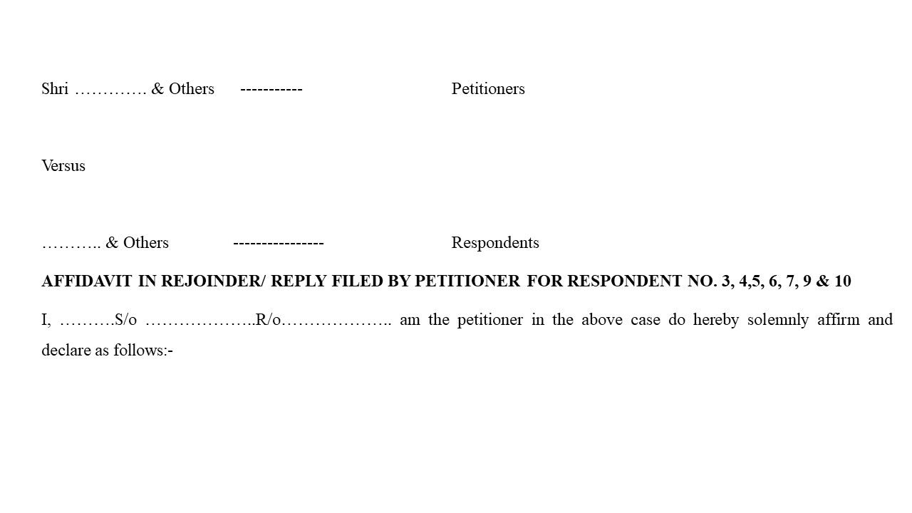 Format High Court Rejoinder/ Reply Petition by Petitioner Image