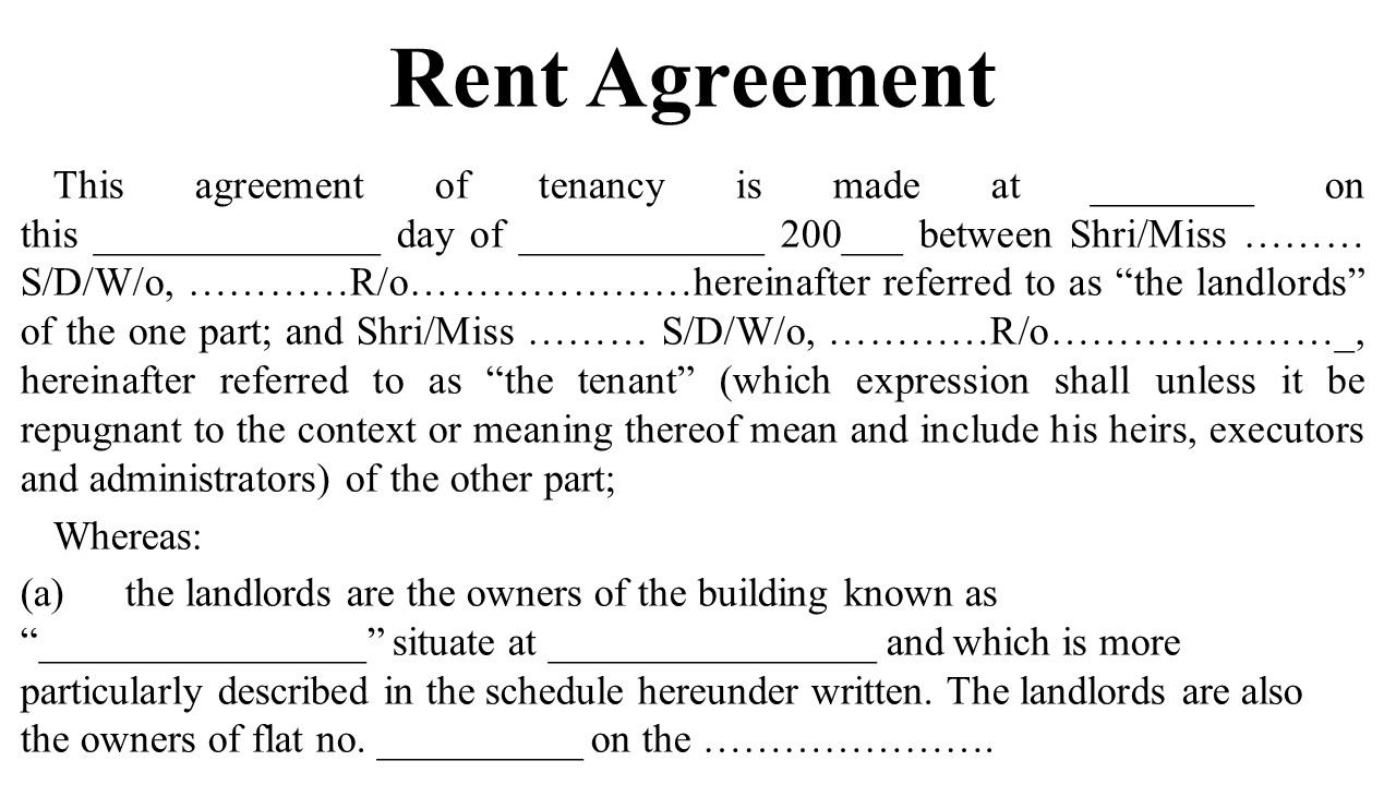 Format for Rent Agreement Image