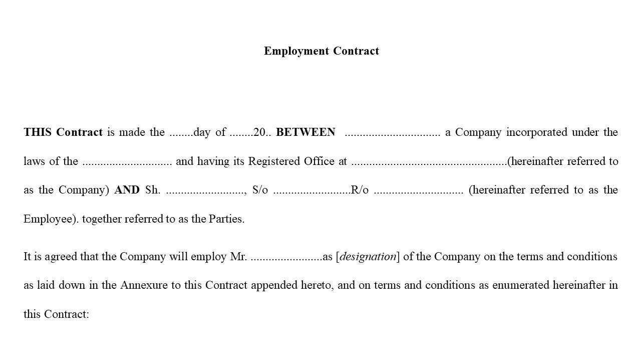 Employment Contract Letter Format - Appointment Letter Format Image