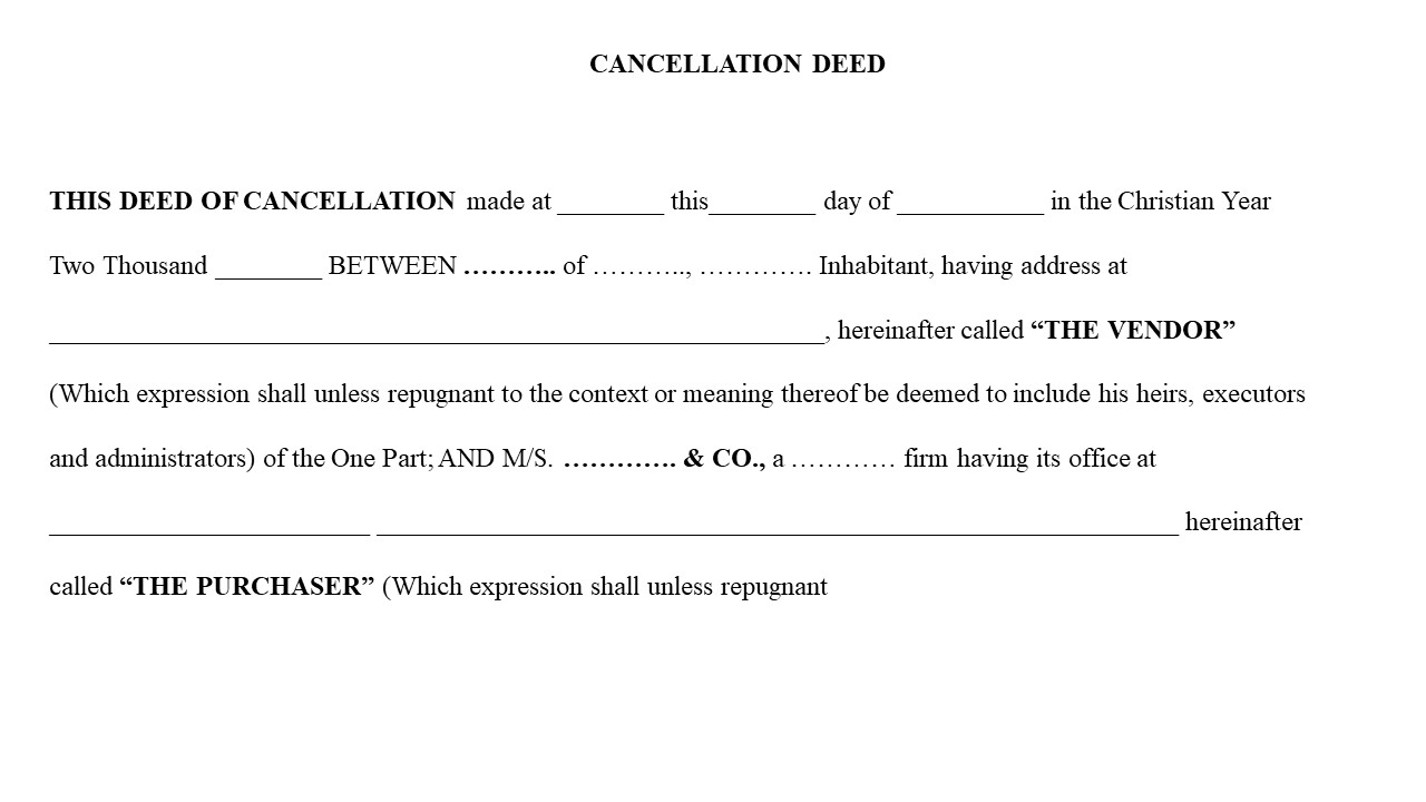  Format For Cancellation Deed Image