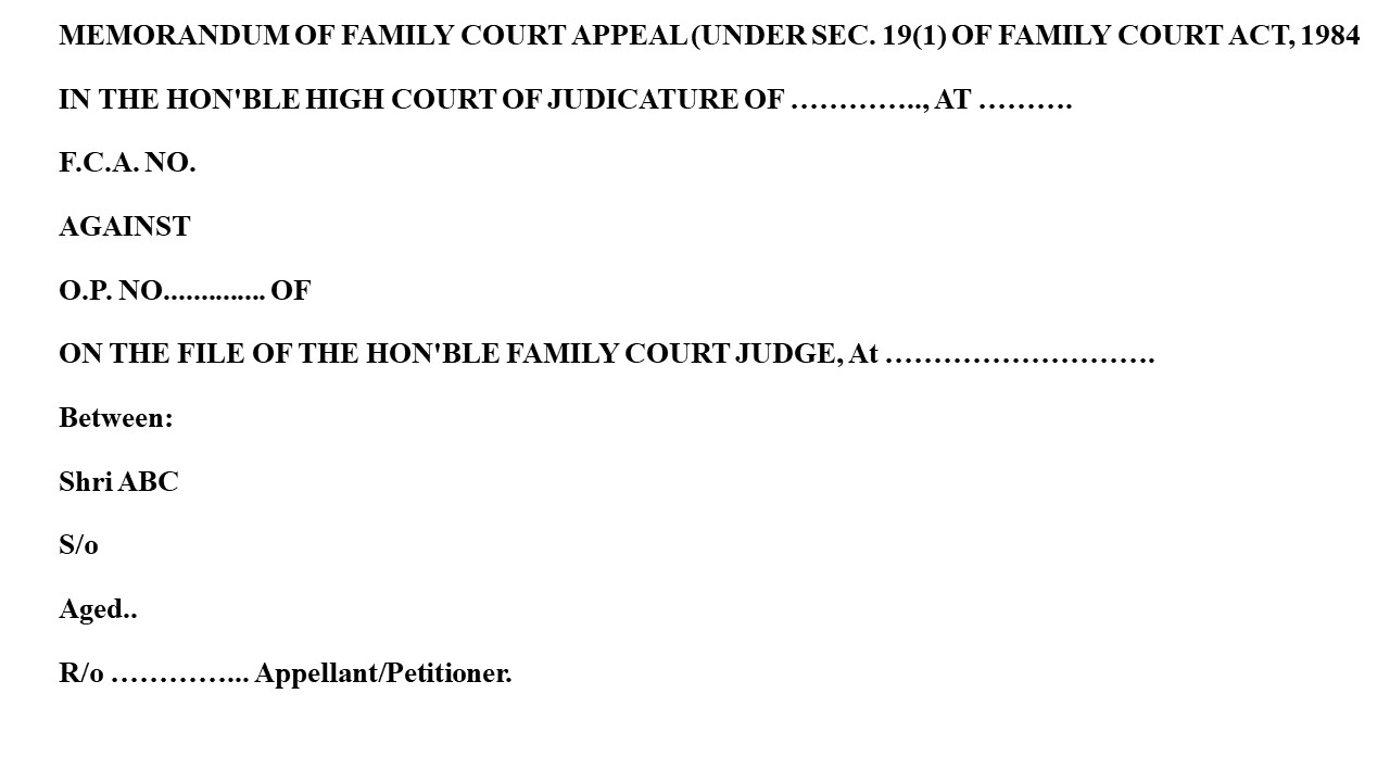 Format for Family Court Appeal Petition Image