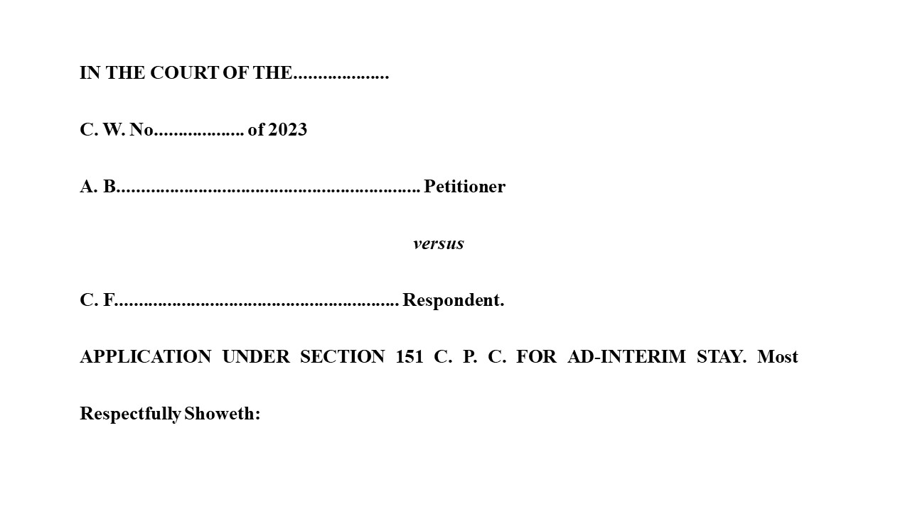 Format for Petition under section 151 CPC  Image
