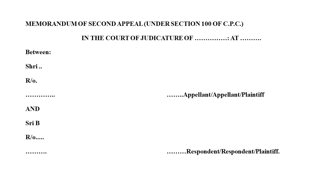 Format for Civil 2nd Appeal Petition Image
