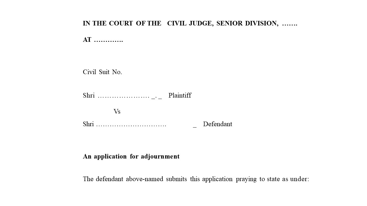 Format for Adjournment Application Civil Image