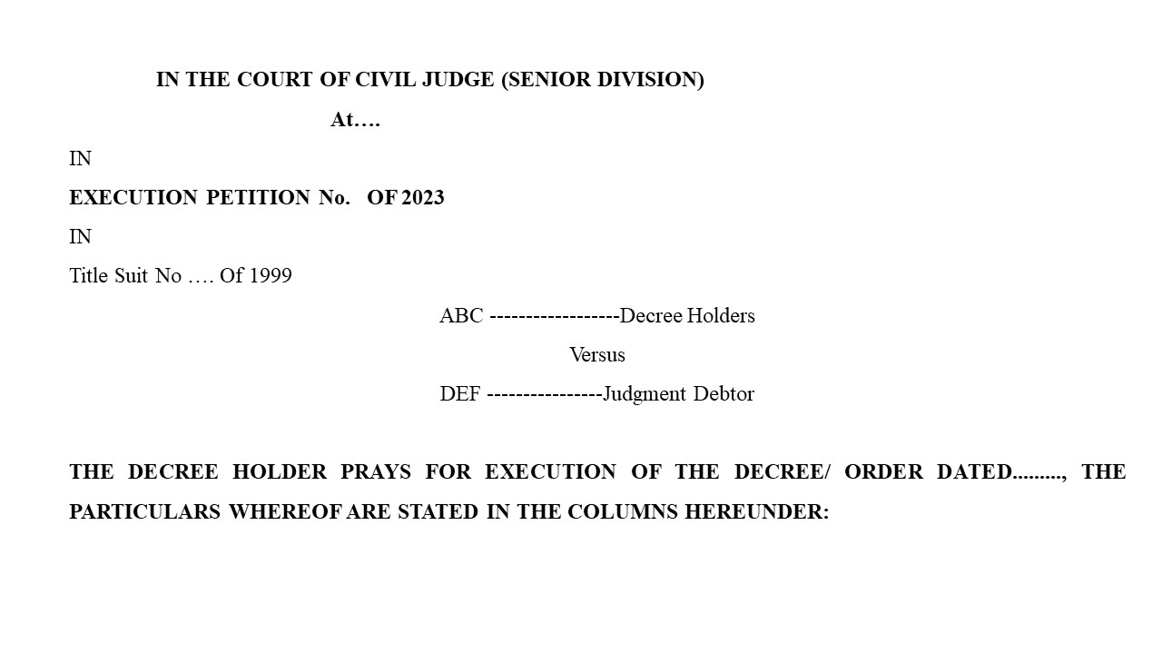 Format for Civil Execution Petition by Decree Holder Image