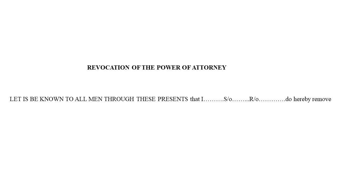 Format for Revocation of Power of Attorney Image