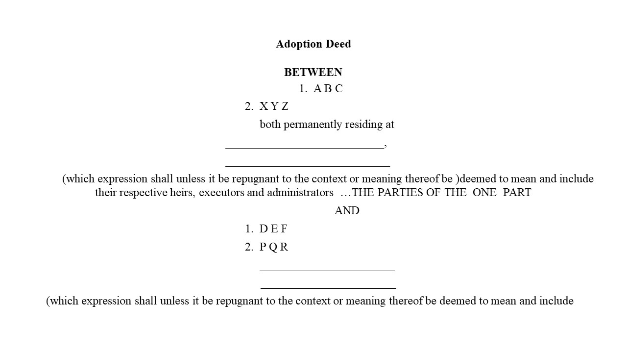 Format For Adoption Deed Image