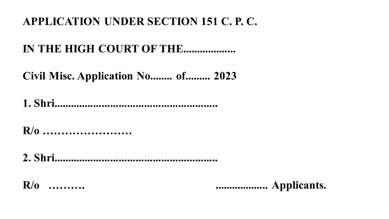 Format for High Court Petition under section 151 CPC  Image