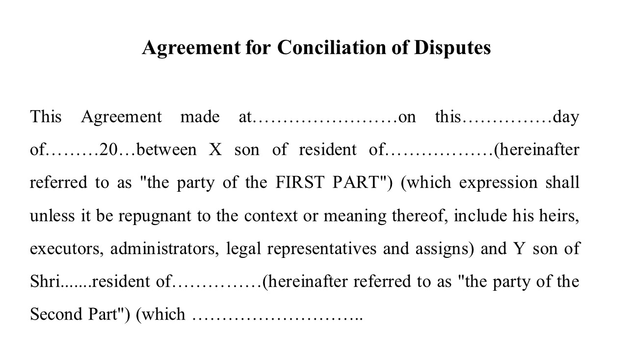 Format For Agreement for Conciliation of Disputes Image