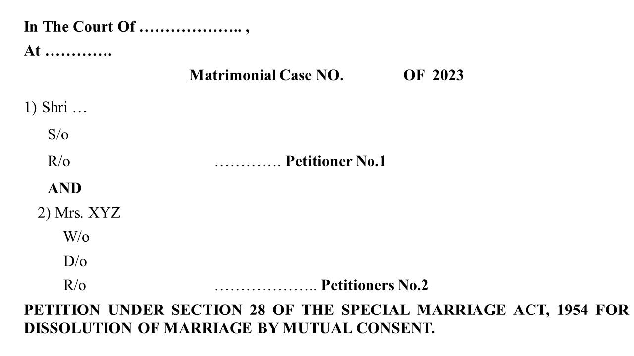 Format for Petition under section 28 of Special Marriage Act Mutual Divorce Image