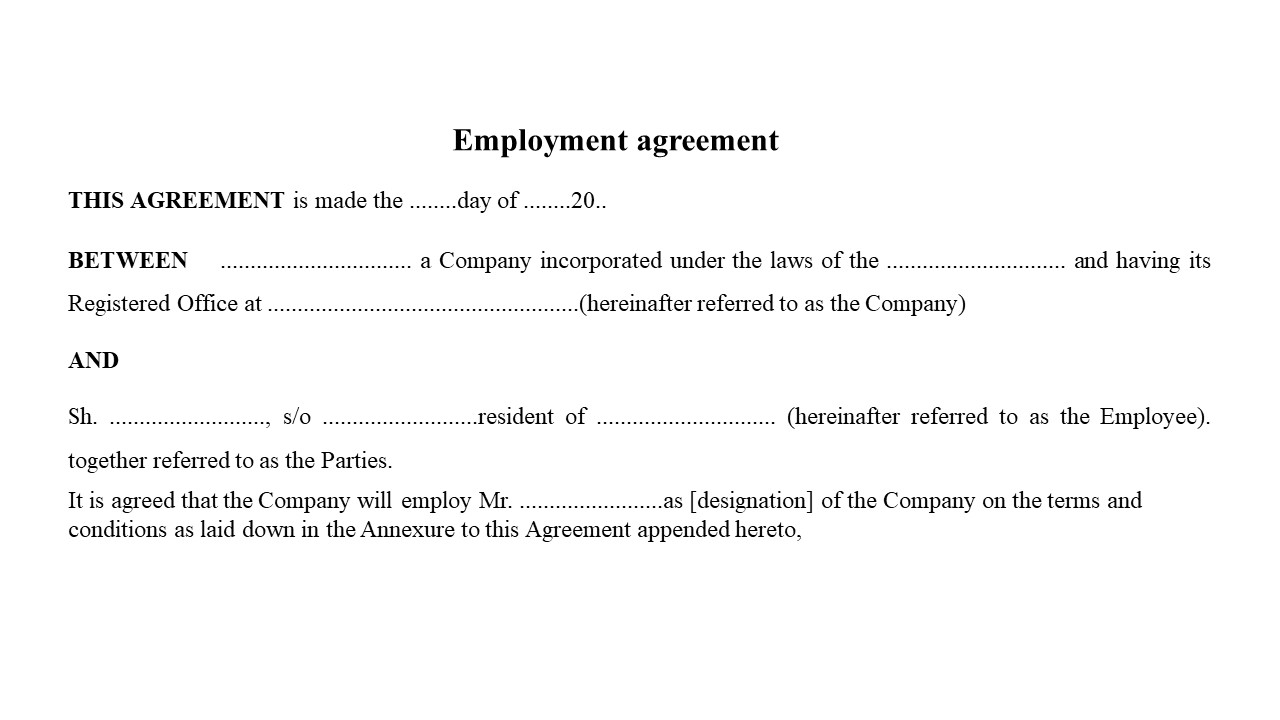 Format for Employment Agreement Image