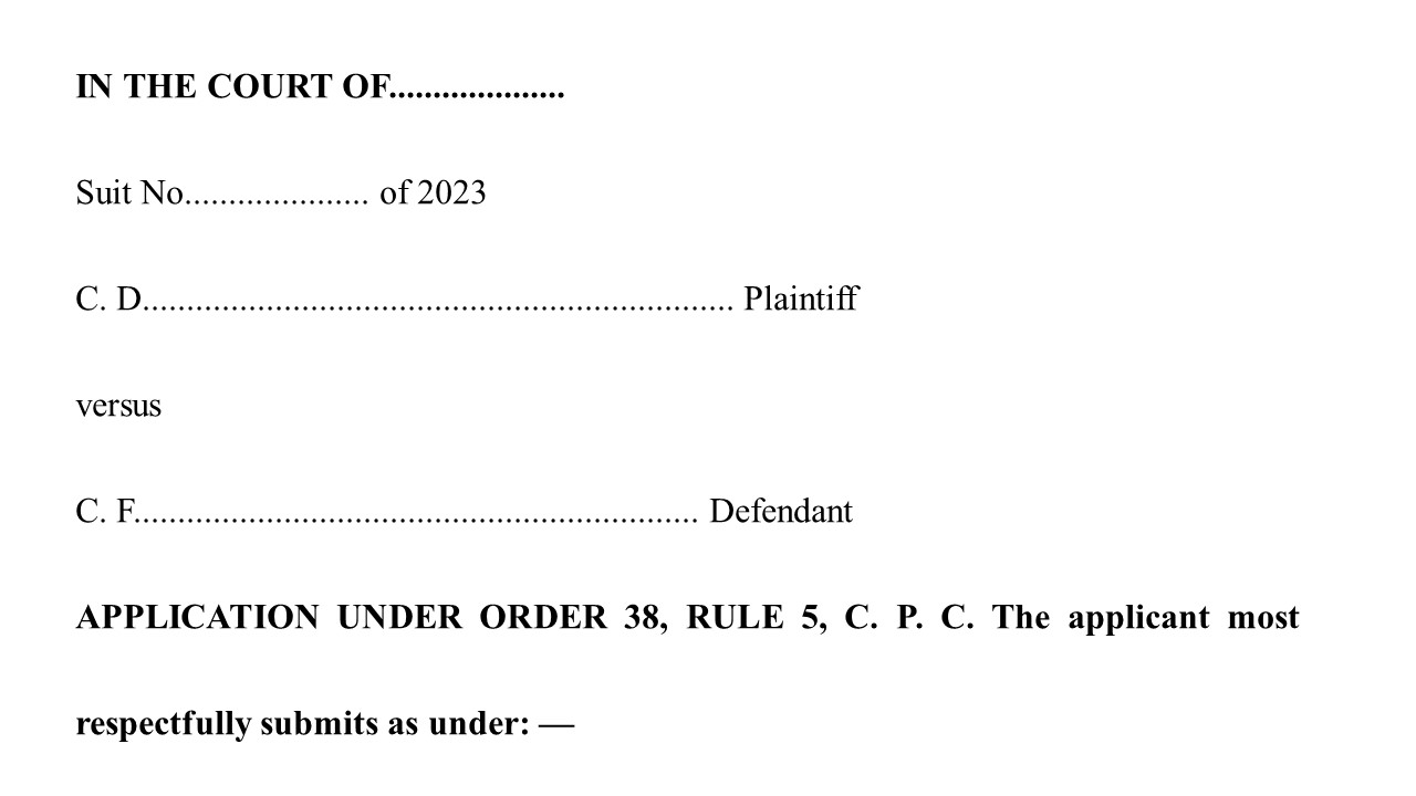 Format for Order 38 Rule 5 of CPC  for Petition for pendent lite Image