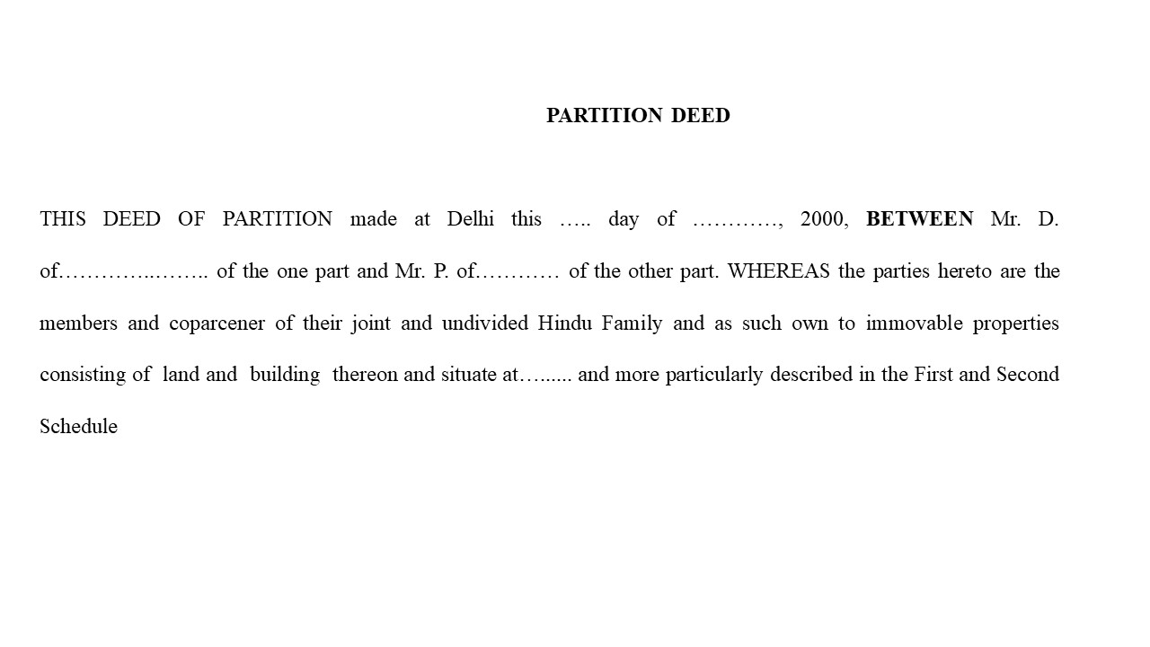 Format For Partition Deed Image