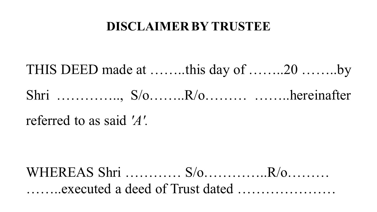 Format For Disclaimer by Trustee Image