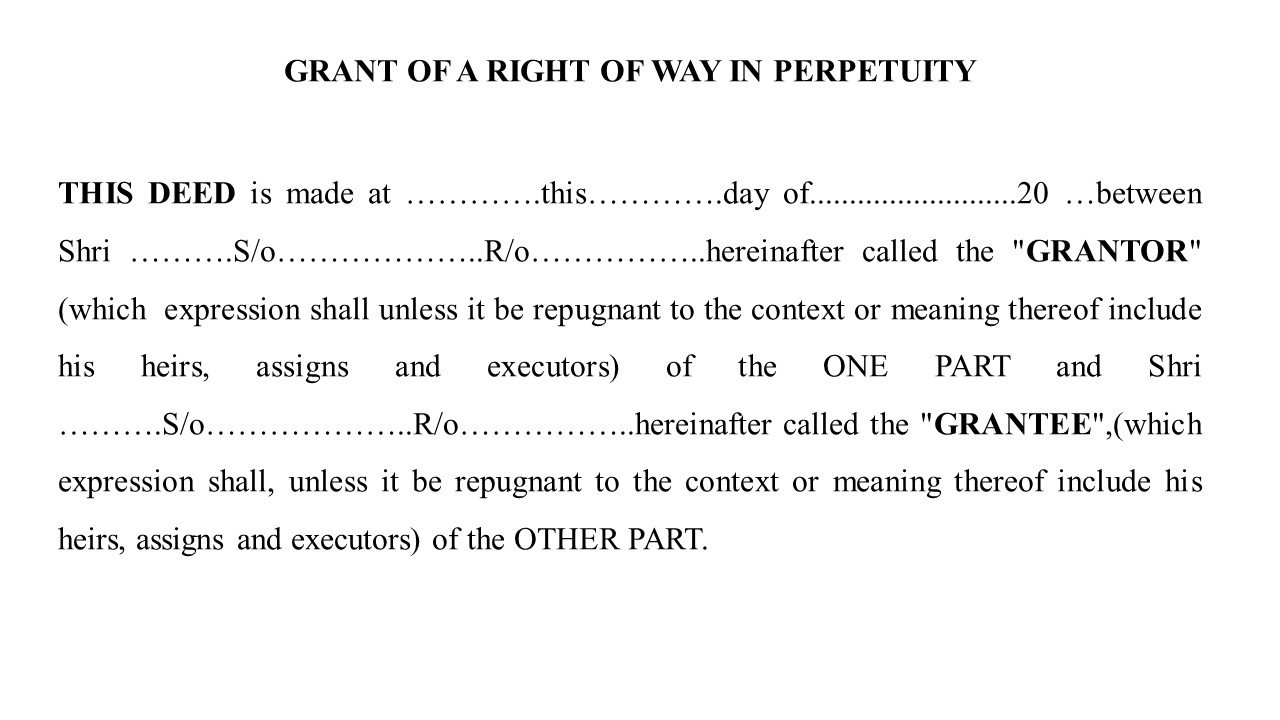  Format For Deed for Grant of a Right of Way in Perpetuity Image