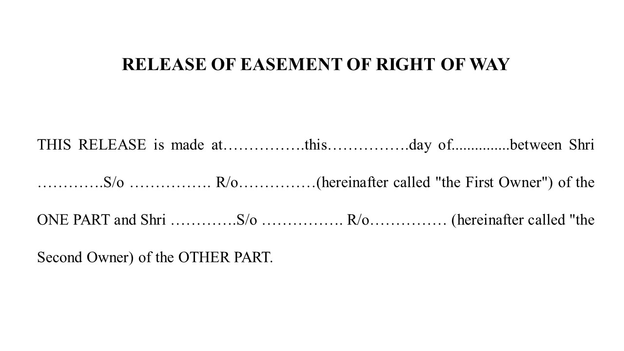 Format of Release of Easement  Right of Way Image