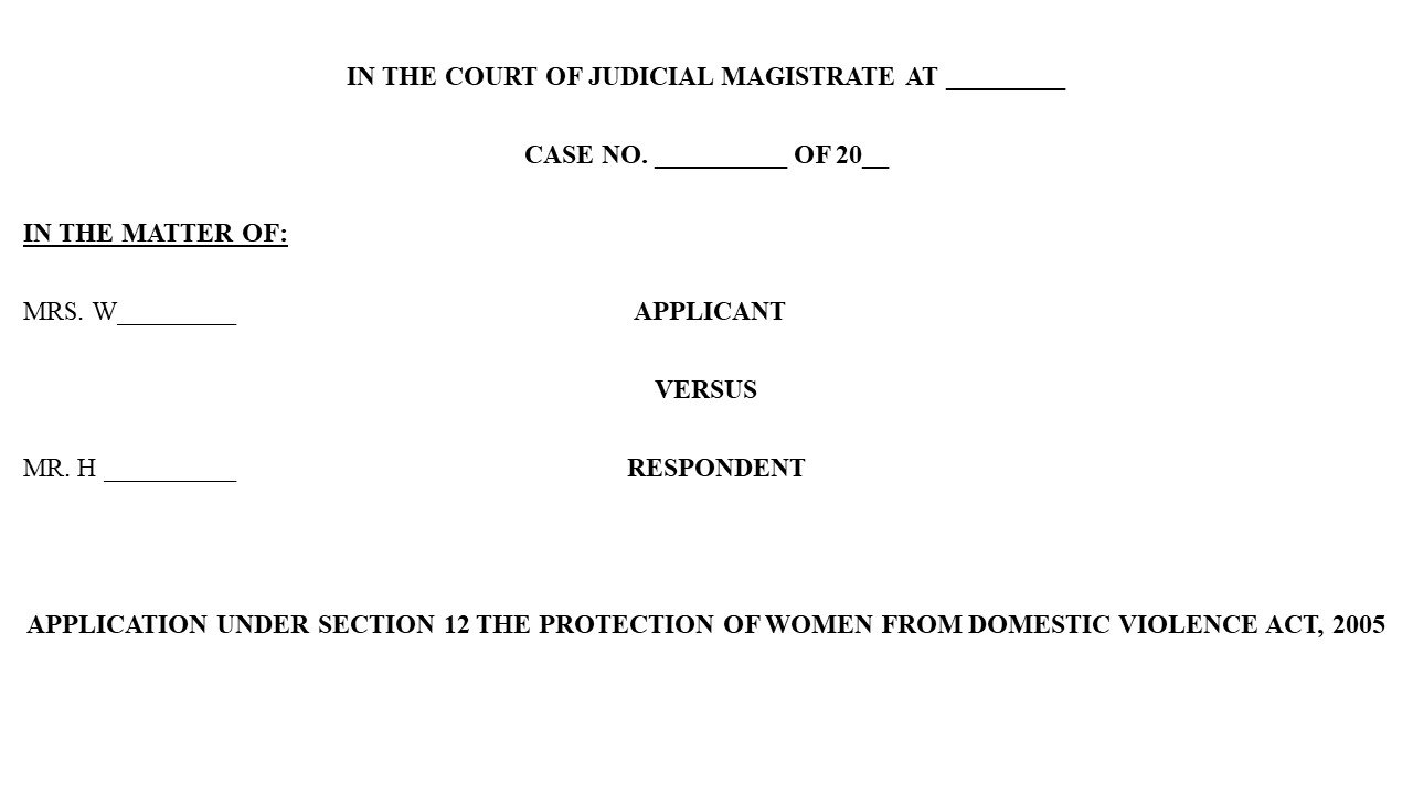 Format for Petition Under Section 12 of Domestic Violence Act Image