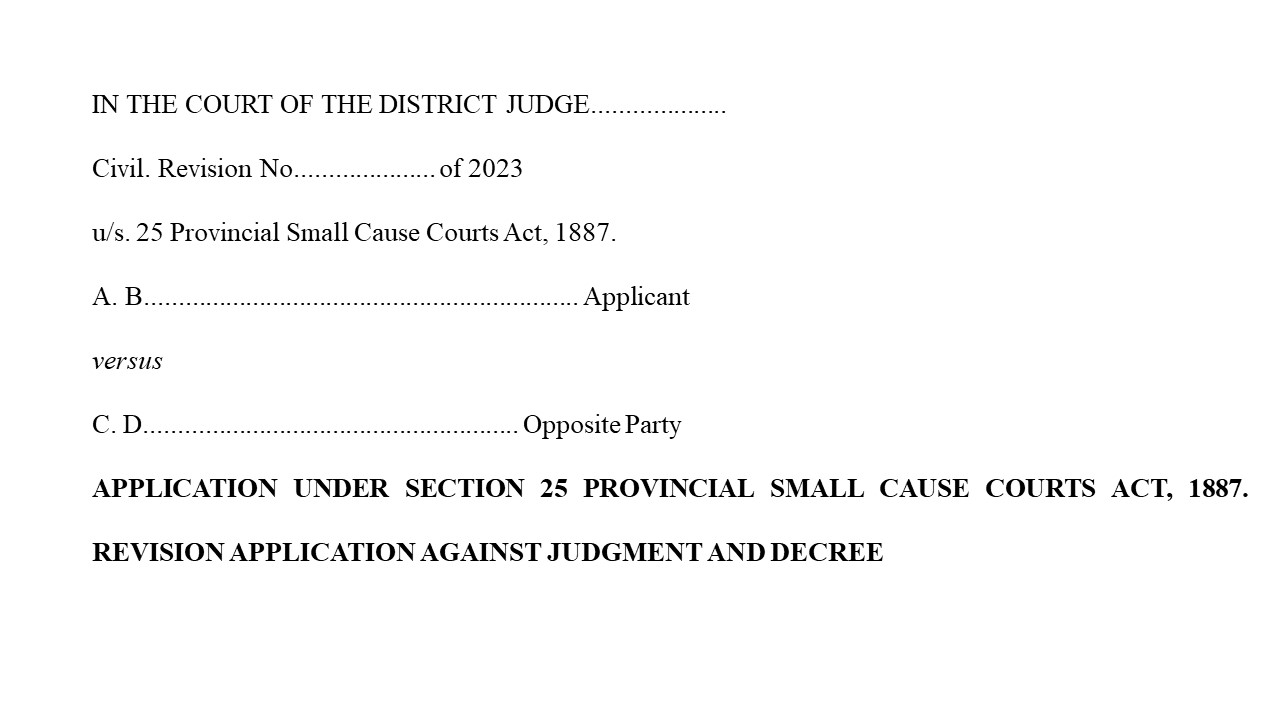 Format for Petition under Section 25 Small Causes Court Act Image