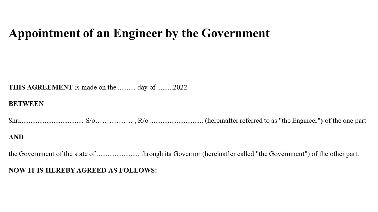 Format For Appointment  Letter of an Engineer by the Government Image