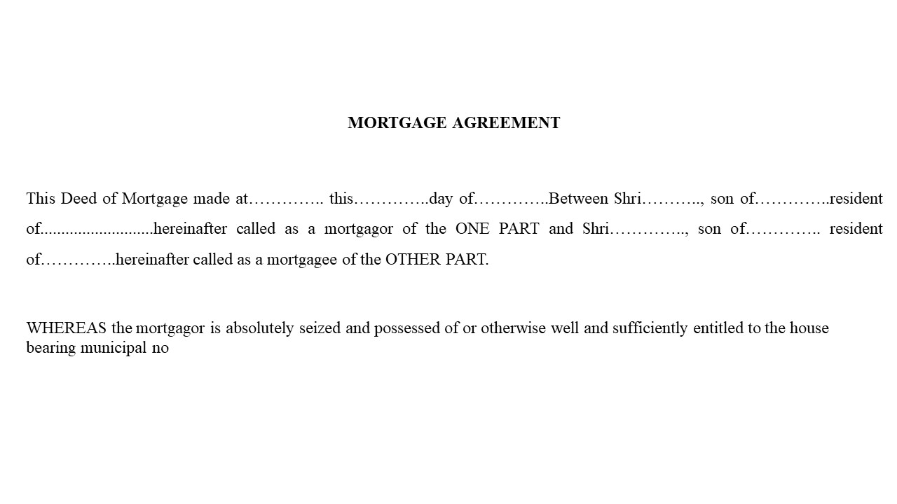  Format For Mortgage Agreement Image