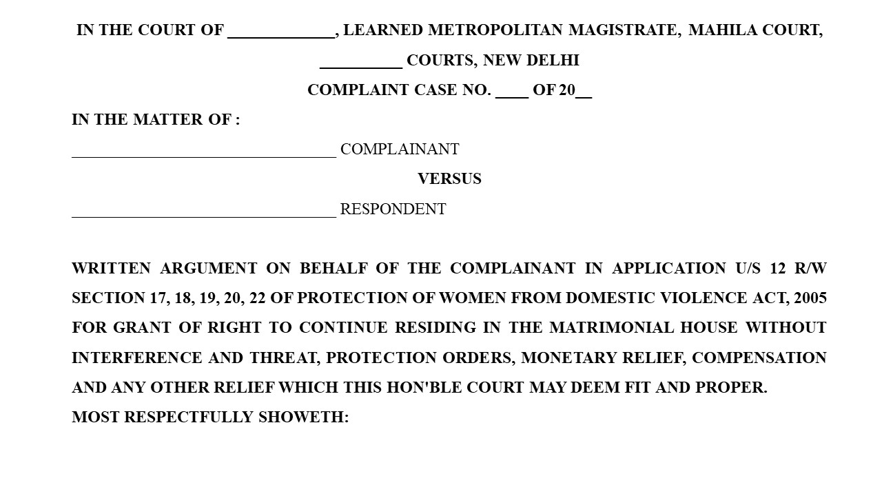 Format of DV Case Written Statement objection Image