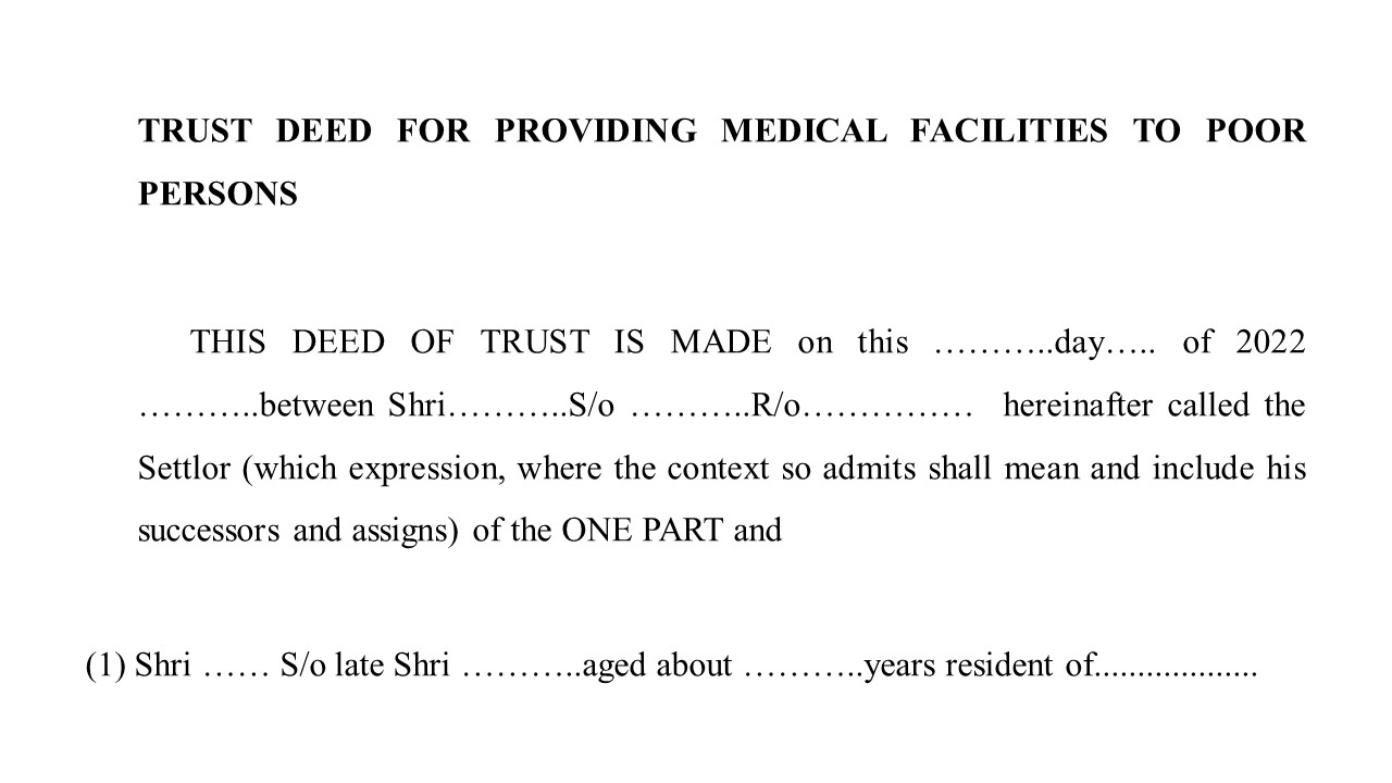  Format For Trust Deed for Providing Medical Facilities to Poor Persons Image