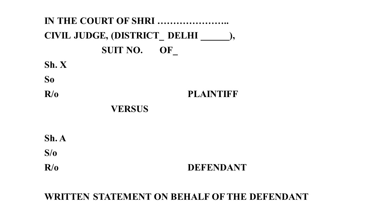 Format of Written Statement WS in Civil Case Image