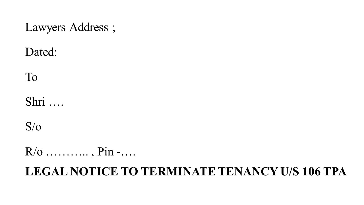 Format for Legal Notice to Vacate a Tenant Image