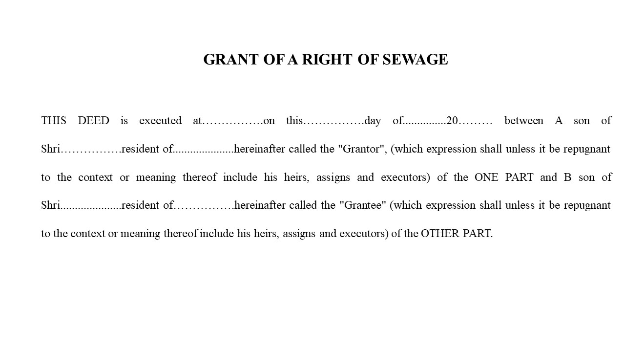 Format For Deed for Grant of a Right to Sewage Image