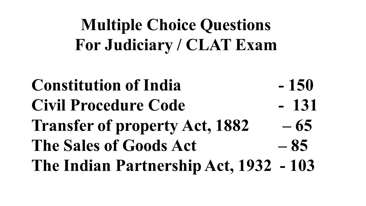 Multiple Choice Question  on Constitution ,CPC, Transfer of Property Act, Sales of Goods Act, The Indian Partnership Act Image