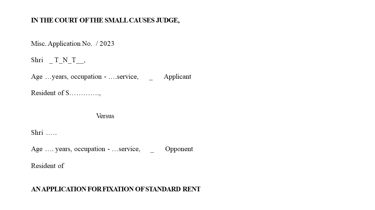Format for Application for Fixing Standard Rent Image