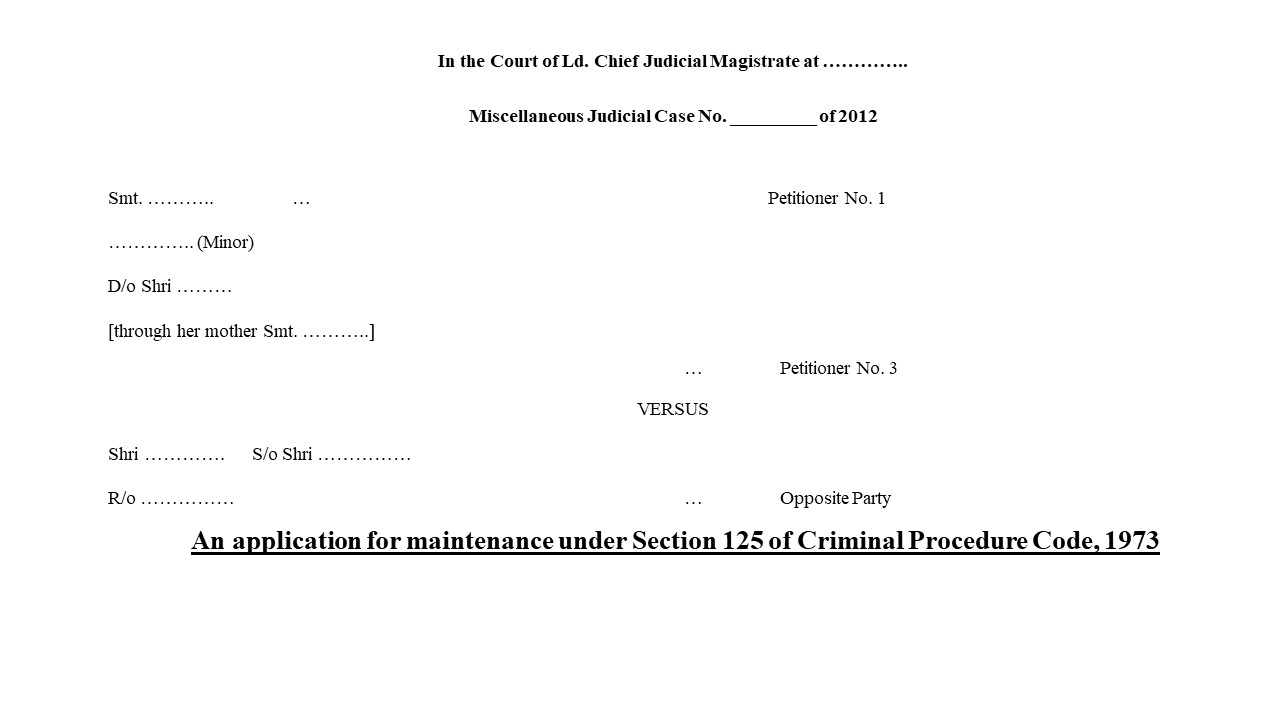 Format for Maintainance Petition under section 125 crpc Image