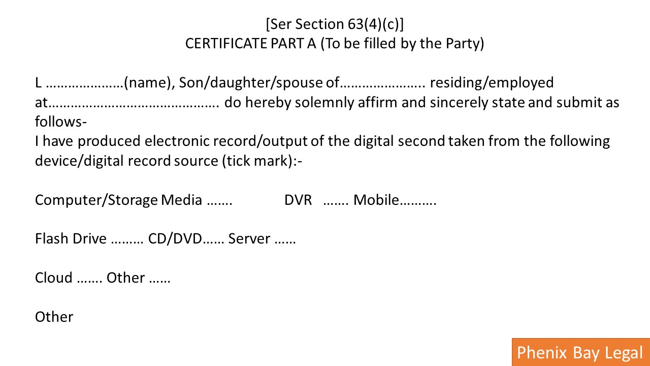 Format of Form Admission of Electronic Record section 63 of Bhartiya Saksya Adhiniyam Image