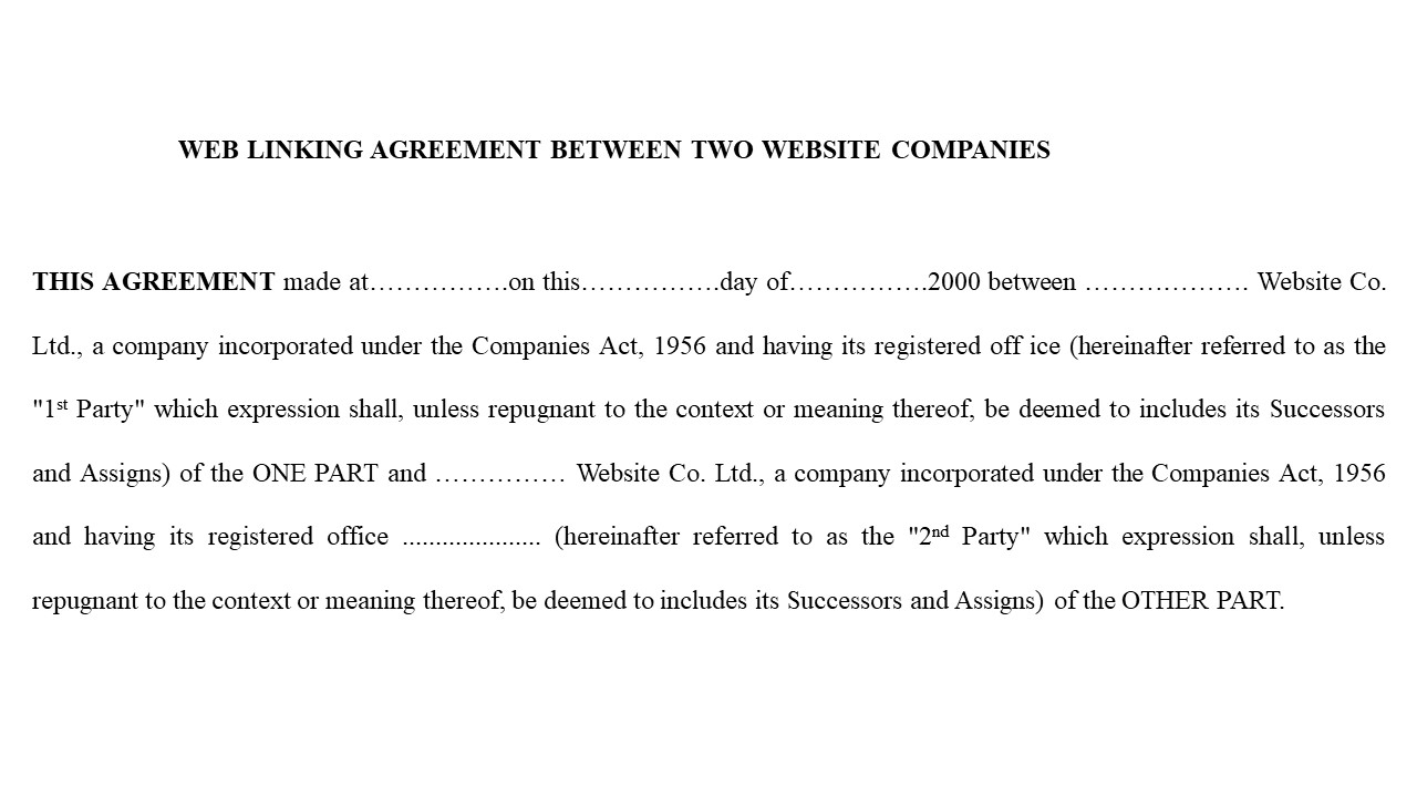 Format For Web Linking Agreement Between Two Websites Image