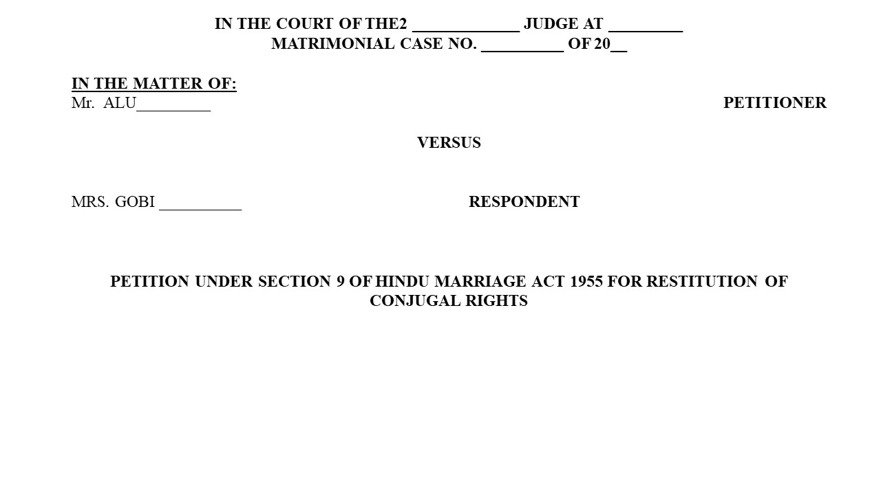 Format for Restitution of Conjugal Rights Section 9 of HMA Image