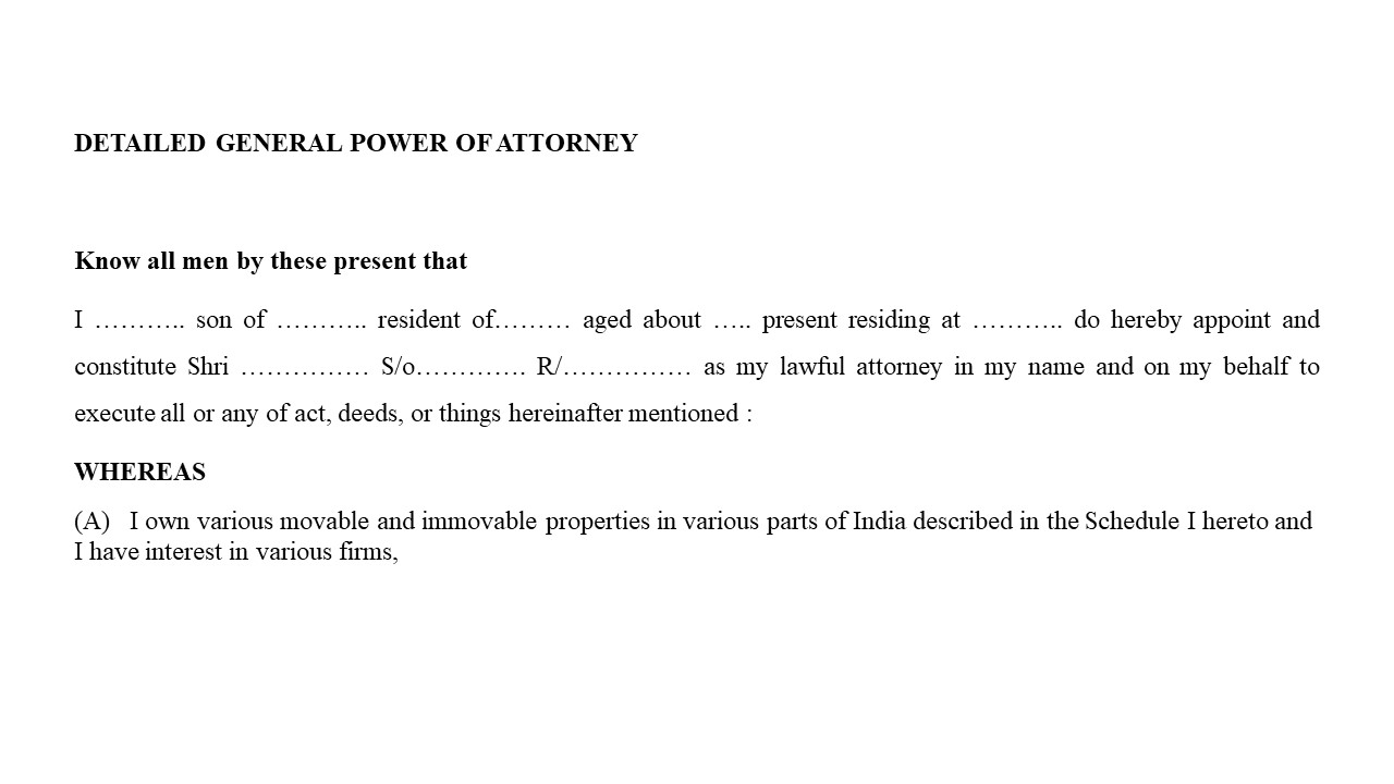 Format for General Power Of Attorney Image