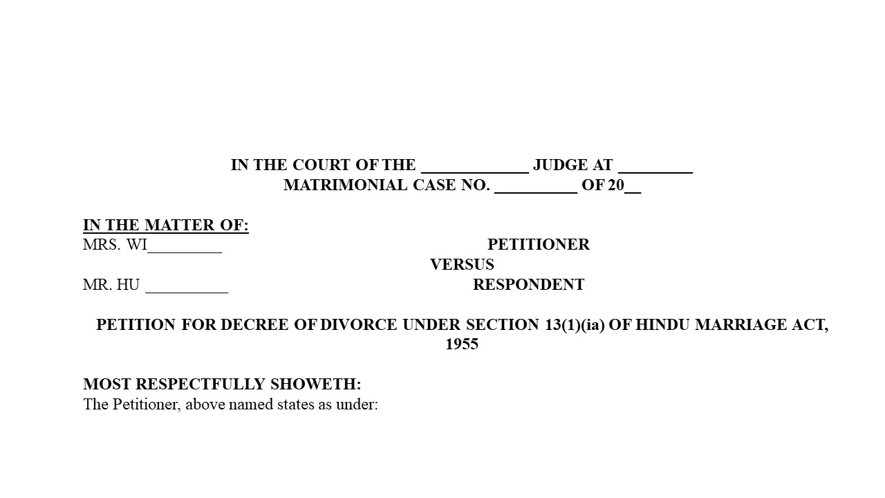 Format of Petition under section 13 (1) a decree for divorce under HMA Image