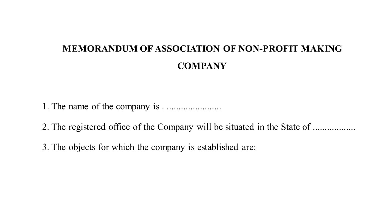Format for Memorandum of Association of Non- Profit Making Company Image