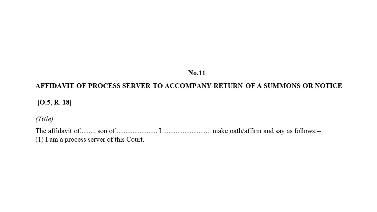 Format of AFFIDAVIT OF PROCESS SERVER TO ACCOMPANY RETURN OF A SUMMONS OR NOTICE Image