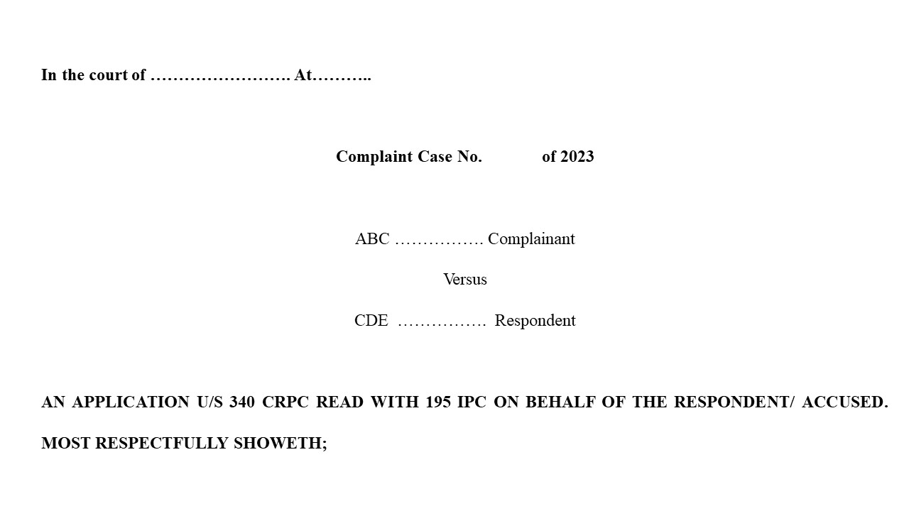Format for 340 Crpc r/w 195 IPC Petition Image