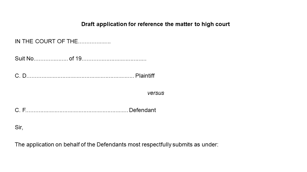 Format of An Application to Refer the Case to High Court Image