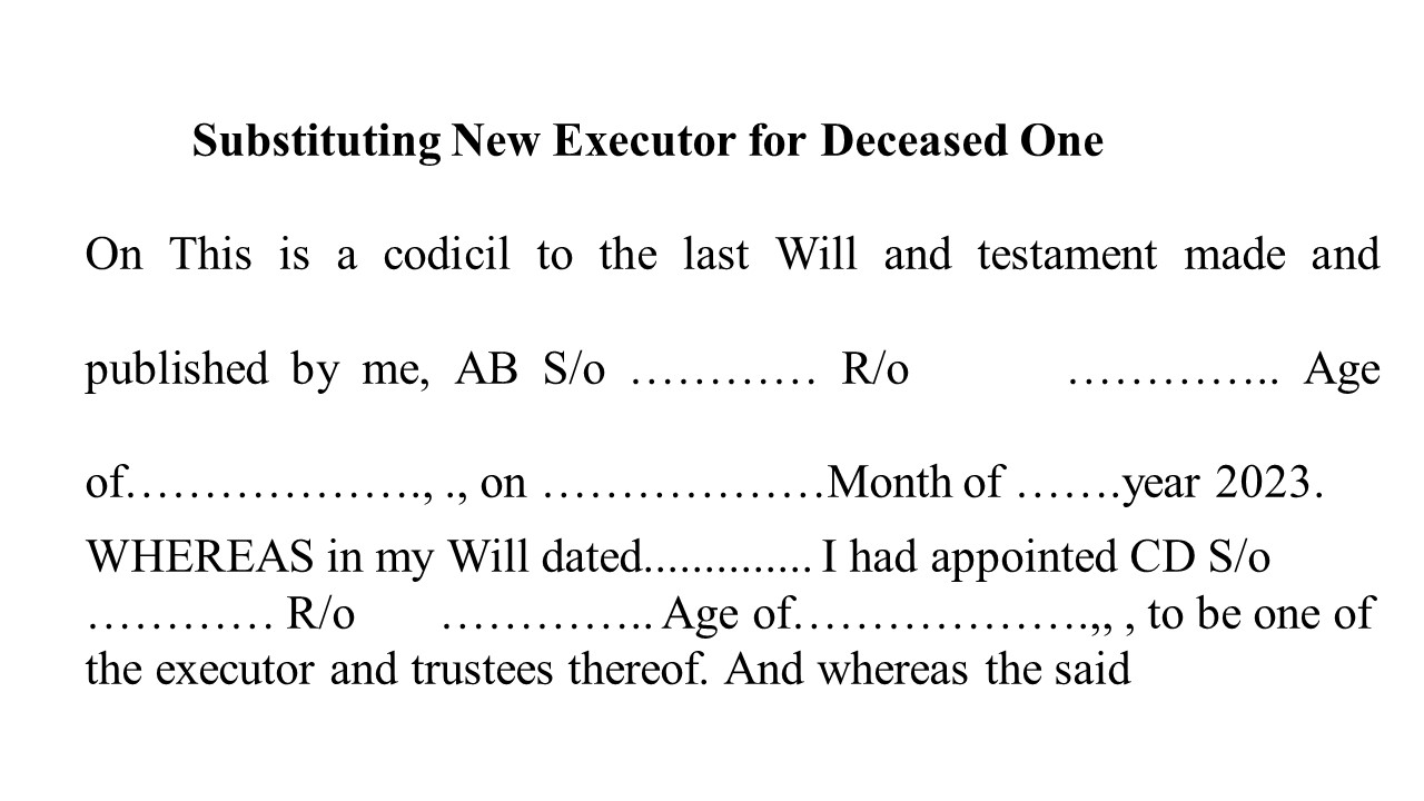 Format for Substituting New Executor for Deceased One in a Will Image