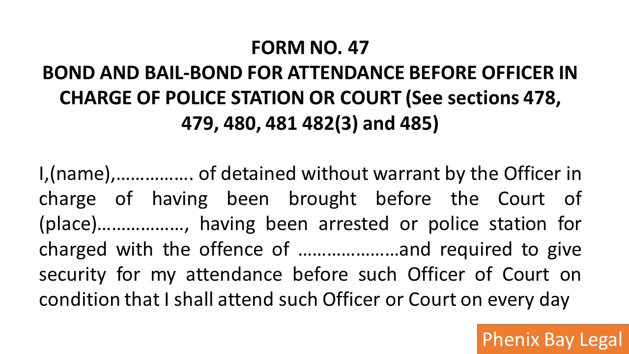 Format of Form BOND AND BAIL-BOND FOR ATTENDANCE BEFORE OFFICER IN CHARGE OF POLICE STATION OR COURT  as per Bhartiya Nagrik Surksha Sanhita 2023 Image